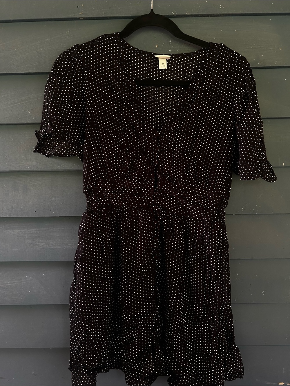a new day Black Polka Dot Short Flutter Sleeve Dress